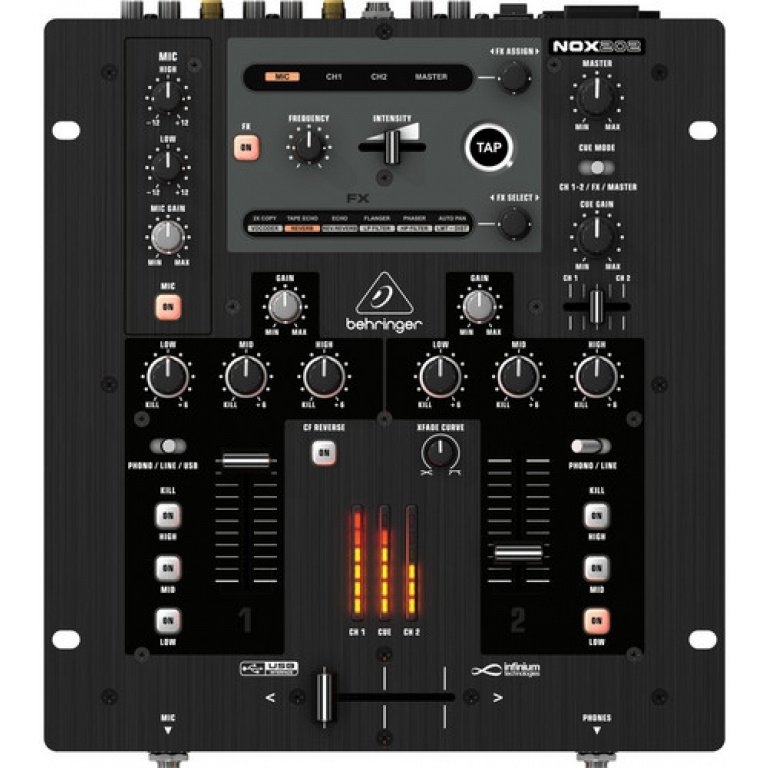 Behringer NOX202 Mixer DJ 2Ch 1Mic 2Line USB interface 24Bit Digital FX