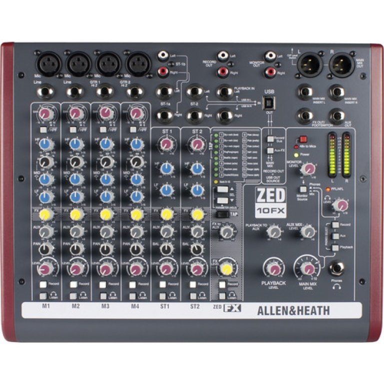 Allen & Heath ZED-10FX 4 Mic/Line Inputs, 2 Stereos, USB, FX