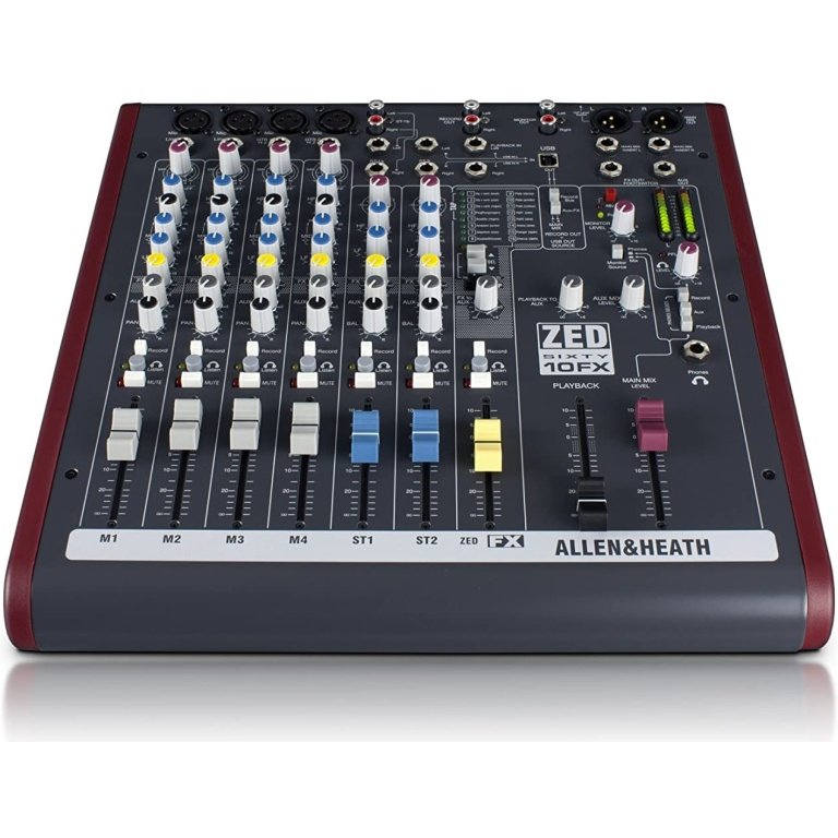 Allen & Heath ZED60-10FX 4 Mic/Line Inputs, 2 Stereos, 60mm faders, USB, FX