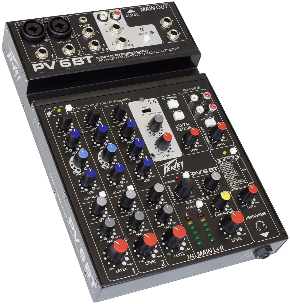 Peavey PV® 6BT Compact Mixer 6 Channel with Bluetooth Peavey PV® 6BT Compact Mixer 6 Channel with Bluetooth