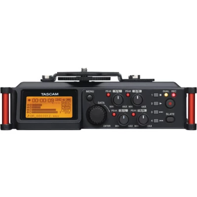 Tascam DR-70D 6-Input / 4-Track Multitrack Field Recorder – Portable Audio Recorder with Omni Mics