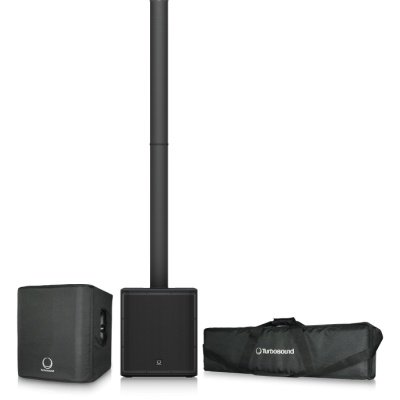 Turbosound iP2000 BUNDLE 1000 Watt Powered Column Loudspeaker with a 12" Subwoofer, Water-Resistant Transport Bag and Protective cover