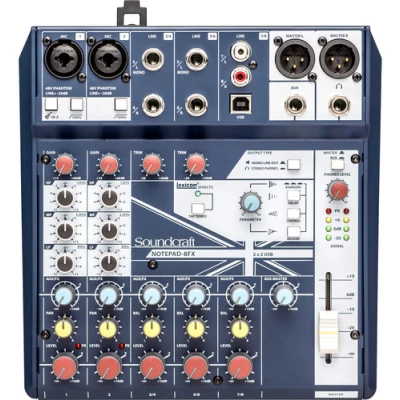 Soundcraft Notepad-8FX Small-Format Analog Mixing Console with USB I/O and Lexicon Effects Soundcraft Notepad-8FX Small-Format Analog Mixing Console with USB I/O and Lexicon Effects