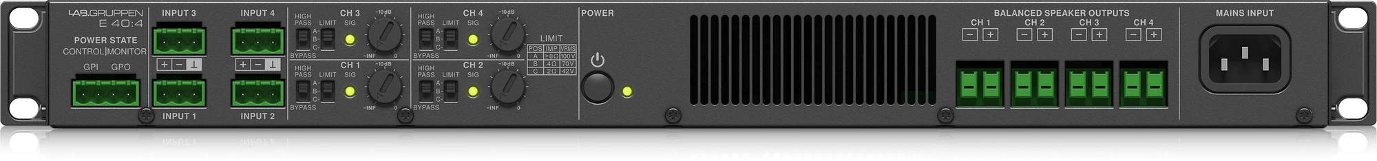 Lab Gruppen E 40:4 4000W Amplifier - exceptional performance, reliability, and long-term value Lab Gruppen E 40:4 4000W Amplifier - exceptional performance, reliability, and long-term value
