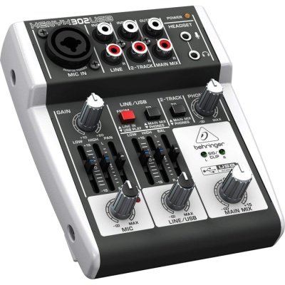 Behringer 302USB Mixer Audio 5 CH (1 Mono & 2 Stereo) w/ Audio Interface