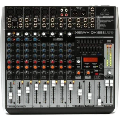 Behringer QX1222USB Mixer Audio 10 CH (6 Mono & 2 Stereo) w/ KLARK TEKNIK Multi-FX Processor USB Interface and Wireless Option