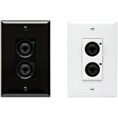 Q-SYS - D2i - Single gang US Dante/AES67 Wall Plate with 2 Mic/Line Inputs on XLR and 1/4” TRS combo connectors, PoE Q-SYS - D2i - Single gang US Dante/AES67 Wall Plate with 2 Mic/Line Inputs on XLR and 1/4” TRS combo connectors, PoE