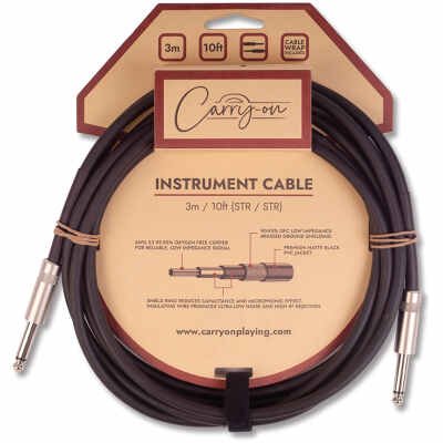 Carry-On 3 Meters Instrument Cable Straight ¼” Jack to Straight ¼” Jack