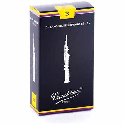 Vandoren SR203 Traditional Soprano Saxophone Reeds Strength 3 (Box of 10)