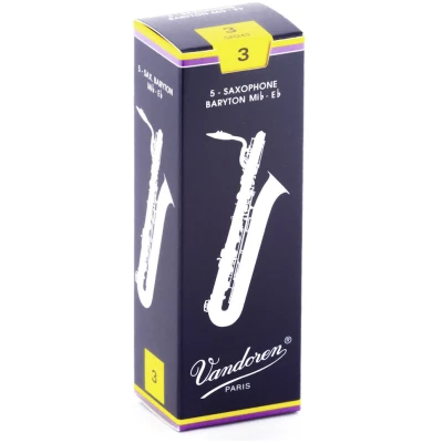 Vandoren SR243 Traditional Baritone Saxophone Reeds Strength 3 (Box of 5)