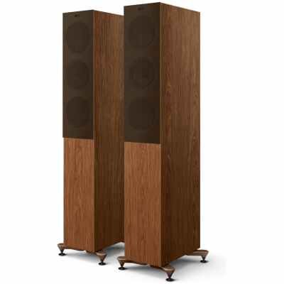 KEF R5 Meta Compact 3 Way Floorstanding Speaker - Walnut