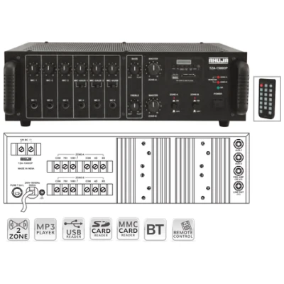 Ahuja TZA1500DP, w/ USB, 6-Microphone & 2-Aux Input, PA Amplifier