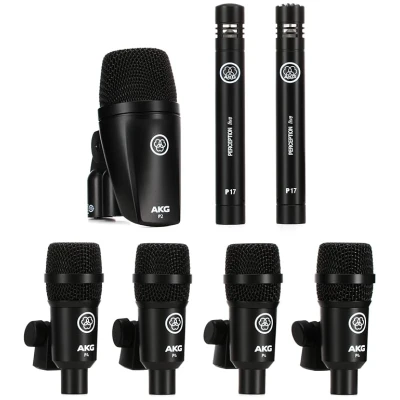 AKG Drumset Session 1 High-Performance 7-Piece Drum Microphone Kit (1 x P2, 2 x P17, 4 x P4)