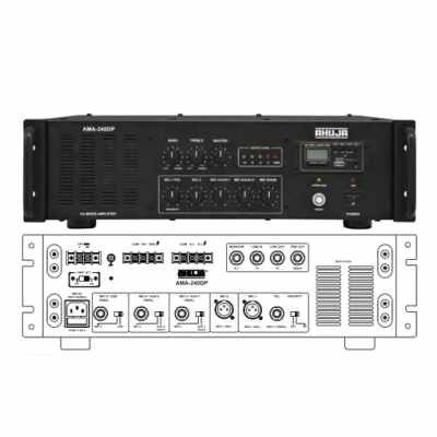 AHUJA AMA240DP PA Amplifier 350W RMS w/ 3 Unbalanced Mic inputs, 2 balanced Mic inputs, 2 Aux inputs,1 Telephone & 1 balanced line Input and Impedance/voltage Output