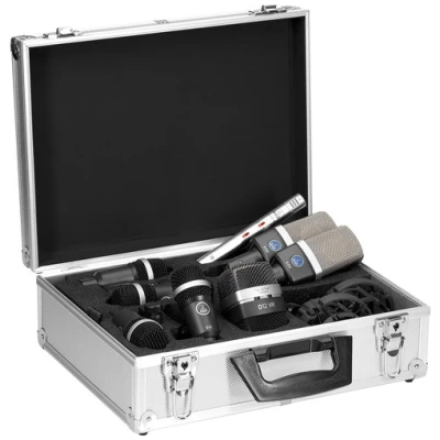 AKG Drumset Premium Microphone Kit - Includes 1 x D12 VR, 2 x C214, 1 x C451, 4 x D40