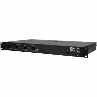 Ecler eHSA4 60 – 4 × 60 W Multichannel Drive, Class D, Fanless (4 Ω/8 Ω/70 V/100 V), 1U Rack Amplifier