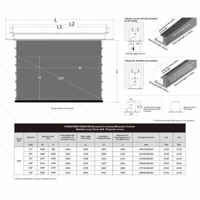VIVIDSTORM VPCLALR120H  - 120" Phantom Ceiling ALR Screen