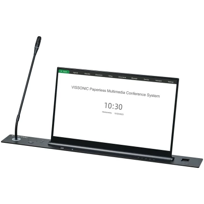 Vissonic VIS-17LSSCM-A 17.3'' Retractable Microphone Display with Built-in i5 PC, 8GB RAM, 128GB SSD Conference Room Solution Vissonic VIS-17LSSCM-A 17.3'' Retractable Microphone Display with Built-in i5 PC, 8GB RAM, 128GB SSD Conference Room Solution